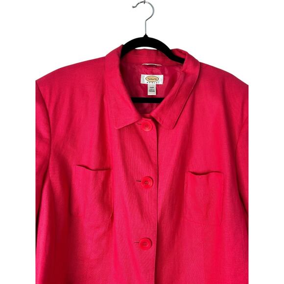 Talbots Irish Linen Blazer Womens Size 24W Hot Pink Lagenlook Career Work Office - Picture 2 of 11